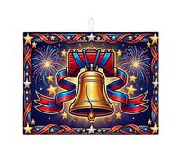 Tappetino scolapiatti patriottico per bancone della cucina, tappetino assorbente per scolapiatti con campana blu, tappetino estivo in microfibra per proteggere il bancone della cucina, 45,7 x 61 cm