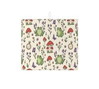 Tappetino scolapiatti per anfibi e funghi per bancone della cucina, tappetino scolapiatti assorbente verde floreale, tappetino scolapiatti in microfibra Spring Nature per bar, 40,6 x 45,7 cm
