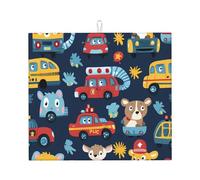 Tappetino scolapiatti per auto con animali della polizia e scolapiatti per bancone della cucina, grazioso elefante, tappetino da caffè, protezione scolapiatti con anello per appenderlo, 40,6 x 45,7 cm