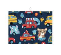 Tappetino scolapiatti per auto con animali della polizia e scolapiatti per bancone della cucina, grazioso elefante, tappetino da caffè, protezione scolapiatti con anello per appenderlo, 45 x 61 cm
