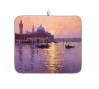 Tappetino scolapiatti per bancone cucina, tappetino in microfibra per asciugare il caffè al tramonto sul fiume 40 x 45 cm