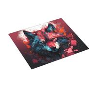 Tappetino scolapiatti per bancone della cucina, 40,6 x 45,7 cm, con fiamma rossa e testa di lupo, tappetino assorbente per scolapiatti con anello per appendere