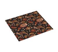 Tappetino scolapiatti per bancone della cucina, 40,6 x 45,7 cm, con ricamo, cervo, volpe, foglia d'acero, tappetino assorbente per cucina, scolapiatti con anello per appendere