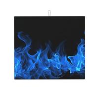 Tappetino scolapiatti per bancone della cucina, 40,6 x 45,7 cm, in microfibra, assorbente con fiamma, blu, grandi tappetini scolapiatti per piani di lavoro della cucina, lavelli, scolapiatti