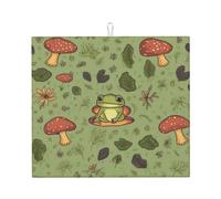 Tappetino scolapiatti per bancone della cucina, 40,6 x 45,7 cm, in microfibra, assorbente con rane e funghi, tappetino scolapiatti per piani di lavoro della cucina, lavelli, scolapiatti