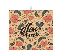 Tappetino scolapiatti per bancone della cucina, 40,6 x 45,7 cm, in microfibra, assorbente Love forever, tappetino scolapiatti per piani di lavoro della cucina, lavelli, scolapiatti