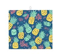 Tappetino scolapiatti per bancone della cucina, 40,6 x 45,7 cm, in microfibra, con grazioso motivo a ananas, assorbente, per piani di lavoro della cucina, lavelli, scolapiatti