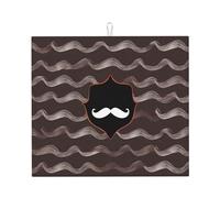 Tappetino scolapiatti per bancone della cucina, 40,6 x 45,7 cm, in microfibra, motivo baffi, assorbente, grande, per piani di lavoro della cucina, lavelli, scolapiatti