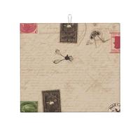 Tappetino scolapiatti per bancone della cucina, 40,6 x 45,7 cm, in microfibra, vecchio stile, assorbente, per piatti grandi, per piani di lavoro della cucina, lavelli, scolapiatti