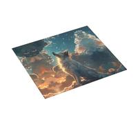 Tappetino scolapiatti per bancone della cucina, 40,6 x 45,7 cm, motivo: cielo stellato, nuvola, lupo, tappetino assorbente per cucina, scolapiatti con anello per appendere