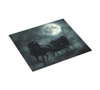 Tappetino scolapiatti per bancone della cucina, 40,6 x 45,7 cm, motivo: Halloween fantasma carrozza luna, tappetino assorbente per cucina, scolapiatti con anello per appendere