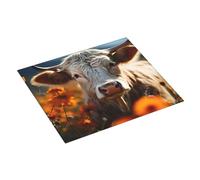 Tappetino scolapiatti per bancone della cucina, 40,6 x 45,7 cm, motivo: mucca girasole nel campo di fiori, tappetino assorbente per scolapiatti con anello per appendere