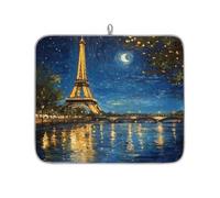 Tappetino scolapiatti per bancone della cucina, 40,6 x 45,7 cm, motivo: Torre Eiffel, in microfibra, assorbente, antiscivolo, reversibile, per piano di lavoro, lavello, bar