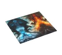 Tappetino scolapiatti per bancone della cucina, 40,6 x 45,7 cm, rosso e blu, motivo drago con onde di fiamma, tappetino assorbente per cucina, scolapiatti con anello per appendere
