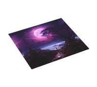 Tappetino scolapiatti per bancone della cucina, 40,6 x 45,7 cm, viola, luna, albero, cielo notturno, tappetino assorbente per cucina, scolapiatti con anello per appendere