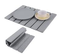 Tappetino scolapiatti per bancone della cucina, 40 x 30 cm, pieghevole, in pietra, antiscivolo, riutilizzabile, in diatomite, per lavello, scolapiatti, piano di lavoro in marmo, grigio