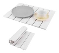 Tappetino scolapiatti per bancone della cucina, 40 x 30 cm, pieghevole, in pietra, antiscivolo, riutilizzabile, in diatomite, per lavello, scolapiatti in marmo (bianco)