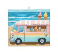 Tappetino scolapiatti per bancone della cucina, 45,7 x 40,6 cm, assorbente in microfibra, tappetino per asciugare i piatti della spiaggia estiva per il camion dei gelati, per piani di lavoro della