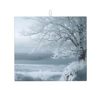 Tappetino scolapiatti per bancone della cucina, 45,7 x 40,6 cm, assorbente in microfibra, tappetino scolapiatti da neve e albero smerigliato, per piani di lavoro della cucina, lavelli, scolapiatti