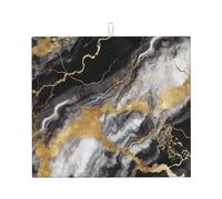 Tappetino scolapiatti per bancone della cucina, 45,7 x 40,6 cm, assorbente in microfibra, tappetino scolapiatti in marmo nero bianco e oro per piani di lavoro della cucina, lavelli, scolapiatti
