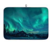 Tappetino scolapiatti per bancone della cucina, 45,7 x 61 cm, Aurora Aurora Aurora assorbente, tappetino scolapiatti in microfibra, antiscivolo, reversibile, per piano di lavoro, lavello e bar