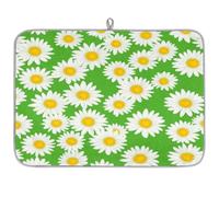 Tappetino scolapiatti per bancone della cucina, 45,7 x 61 cm, verde margherita, in microfibra, assorbente, antiscivolo, reversibile, per piano di lavoro, lavello e bar