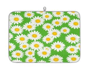 Tappetino scolapiatti per bancone della cucina, 45,7 x 61 cm, verde margherita, in microfibra, assorbente, antiscivolo, reversibile, per piano di lavoro, lavello e bar