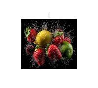 Tappetino scolapiatti per bancone della cucina, assorbente, per scolapiatti con frutti di bosco e agrumi, tappetino estivo in microfibra, 40,6 x 45,7 cm