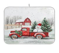 Tappetino scolapiatti per bancone della cucina, camion rosso, pupazzo di neve, tappetino assorbente in microfibra scolapiatti riutilizzabile lavabile tappetino scolapiatti medio 40 x 45 cm
