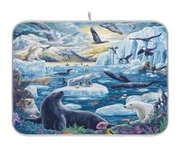 Tappetino scolapiatti per bancone della cucina con animali della neve, tappetino assorbente in microfibra scolapiatti riutilizzabile lavabile tappetino scolapiatti medio 45 x 60 cm