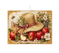 Tappetino scolapiatti per bancone della cucina, con cappello di paglia vintage, assorbente, in microfibra, per bar, 45,7 x 61 cm