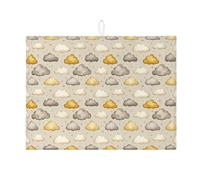 Tappetino scolapiatti per bancone della cucina, con design a nuvola, assorbente beige e grigio, comodo tappetino scolapiatti rustico in microfibra, 45,7 x 61 cm