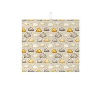 Tappetino scolapiatti per bancone della cucina, con design a nuvola, assorbente beige e grigio, comodo tappetino scolapiatti rustico in microfibra, 40,6 x 45,7 cm