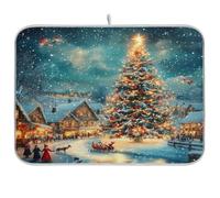 Tappetino scolapiatti per bancone della cucina, con fiocchi di neve natalizi, tappetino assorbente in microfibra, scolapiatti riutilizzabile, lavabile, medio 40 x 45 cm