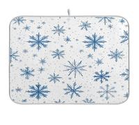 Tappetino scolapiatti per bancone della cucina con fiocco di neve blu stuoie assorbenti in microfibra scolapiatti tappetino scolapiatti riutilizzabile lavabile tappetino scolapiatti medio 40 x 45 cm