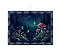 Tappetino scolapiatti per bancone della cucina, con foresta notturna magica, assorbente blu scuro, tappetino scolapiatti in microfibra, fantasia autunnale, 45,7 x 61 cm