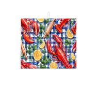 Tappetino scolapiatti per bancone della cucina, con stampa di aragosta, assorbente per piatti e frutti di mare rosso, tappetino scolapiatti in microfibra per bancone della cucina, protezione per