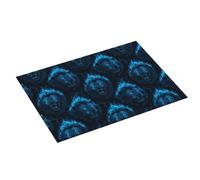 Tappetino scolapiatti per bancone della cucina, con stampa di leone e fiamma, blu, 45,7 x 61 cm, assorbente, in microfibra, per bancone della cucina, antiscivolo, con passante per appendere