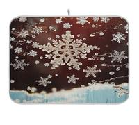 Tappetino scolapiatti per bancone della cucina con venature del legno e fiocco di neve, tappetino assorbente in microfibra scolapiatti riutilizzabile lavabile tappetino scolapiatti medio 40 x 45 cm