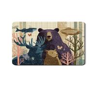 Tappetino scolapiatti per bancone della cucina, design artistico con orso e alce in gomma assorbente, tappetino scolapiatti in stile rustico moderno per bancone protezione stagionale, 30,5 x 50,8 cm