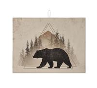 Tappetino scolapiatti per bancone della cucina, design con orso e montagna rustica, assorbente, tappetino scolapiatti in microfibra autunnale per bancone della cucina, protezione da bar, 45 x 61 cm
