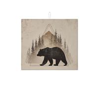 Tappetino scolapiatti per bancone della cucina, design con orso e montagna rustica, assorbente, tappetino scolapiatti in microfibra autunnale per bancone della cucina, protezione da bar, 40,6 x 45,7
