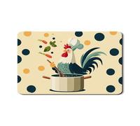 Tappetino scolapiatti per bancone della cucina, design retrò a forma di gallina, in gomma assorbente, tappetino scolapiatti in pelle PU per bancone della cucina, 30,5 x 50,8 cm