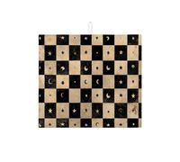 Tappetino scolapiatti per bancone della cucina, design vintage con stelle e luna, tappetino scolapiatti assorbente in microfibra, 40,6 x 45,7 cm, colore: nero e beige