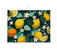 Tappetino scolapiatti per bancone della cucina, design vivace con limone e arancia, tappetino scolapiatti in microfibra botanico per bancone della cucina, decorazione stagionale 45,7 x 61 cm