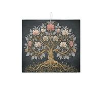Tappetino scolapiatti per bancone della cucina, elegante tappetino assorbente floreale per scolapiatti con albero della vita, tappetino in microfibra vintage per bancone della cucina, protezione da