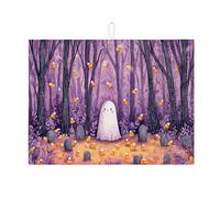 Tappetino scolapiatti per bancone della cucina, fantasioso foresta viola assorbente, tappetino scolapiatti in microfibra autunnale per bancone della cucina, decorazione di Halloween, 45,7 x 61 cm