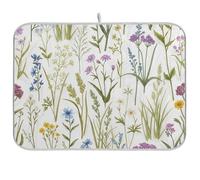 Tappetino scolapiatti per bancone della cucina, fiori selvatici, prato, erba, tappetino per piatti per piano di lavoro della cucina, decorazione 45,7 x 61 cm