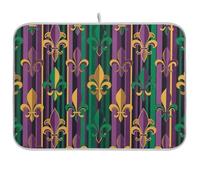Tappetino scolapiatti per bancone della cucina, Fleur De Lis Mardi Gras, tappetino scolapiatti per la decorazione della cucina di casa 45,7 x 40,6 cm