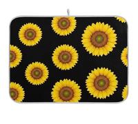 Tappetino scolapiatti per bancone della cucina, giallo brillante, girasoli, tappetino per asciugare i piatti, tappetino reversibile da cucina, 45,7 x 61 cm
